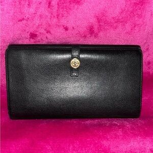 Authentic Chanel Caviar Sevruga Continental Interlocking Bifold Wallet